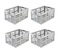 keeeper ben 4x Boîte pliable professionnelle robuste avec poignées soft-touch, 45 l, Jusqu'à 50 kg de capacité de charge, Robuste et légère, 54 x 37 x 28 cm, Gris (Nordic Grey)