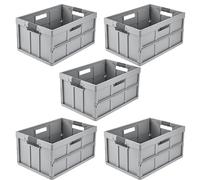 keeeper benno 5x Boîte pliable professionnelle robuste avec poignées soft-touch, 45 l, Jusqu'à 50 kg de capacité de charge, Compatible avec les chariots de courses, 54 x 37 x 27,5 cm, Nordic Grey