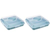 keeeper Boîte à Sandwichs, Gâteaux et Muffins, polypropylène, Carré, Enrico, Nordic Blue (bleu), 34,5 x 34,5 x 10,5 (Lot de 2)