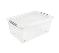 keeeper Boîte de rangement/clip box Lars, avec roulettes, 40 litres nature-transparent, couvercle fiable grâce aux clips latéraux - 1 pièce (1104200100000)