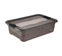 keeeper Boîte de rangement Cornelia 28 L transparente avec couvercle et fermeture coulissante gris