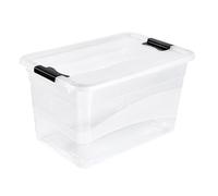 keeeper Boîte de rangement Cornelia 52 l avec couvercle et fermeture coulissante - Transparent