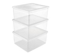 keeeper Boîtes de rangement Bea – Spéciales chaussures et vêtements – Lot 3 x 18 L, transparent, H18 cm