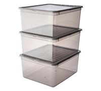 keeeper Boîtes de Rangement avec Système Air Control, Lot de 3 pièces, 3 x 18 l, Bea, Transparent