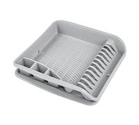 keeeper Égouttoir à Vaisselle avec Bac d'Égouttement, Plastique sans BPA, 39,5 x 39,5 x 8 cm, Pierre, Nordic Grey