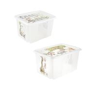 keeeper karolina 2x Winnie Puuh Aufbewahrungsbox mit Deckel, Dreh- und stapelbar, Für Kinder, 30 l + 45 l, Transparent