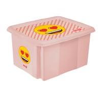keeeper karolina Aufbewahrungsbox mit Deckel, 24 l, Dreh- und stapelbar, Design: Emoji Hearts, Für Kinder, Pink (Nordic Pink)