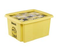 keeeper karolina Aufbewahrungsbox mit Deckel, 24 l, Dreh- und stapelbar, Design: Minions, Mosaic, Für Kinder, Gelb (Sunny Yellow)