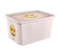 keeeper karolina Aufbewahrungsbox mit Deckel, 45 l, Dreh- und stapelbar, Design: Emoji Hearts, Für Kinder, Pink (Nordic Pink)