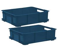 keeeper Lot de 2 boîtes de rangement Eurobox L, plastique ECO (PP), 43 x 35 x 17,5 cm, 20 L, bleu