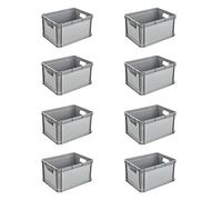 keeeper Lot de Boîtes de Transport, 8 x 20 l, Empilable, Polypropylène, Robert, Nordic Grey (gris)