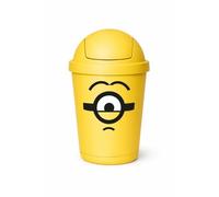 keeeper minions Poubelle Stuart, 15 l, Couvercle oscillant, 2 expressions faciales différentes, Nettoyage facile, 49 cm de hauteur, 27 cm de diamètre, Poubelle en plastique robuste, Sunny Yellow