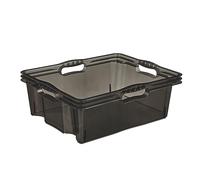 Caisse de rangement transparente plate 16 litres - Gris