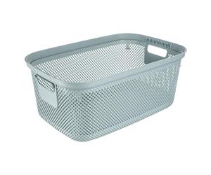 keeeper Panier à linge aspect tricot, poignées latérales, perméable à l'air, plastique, 53 x 34,5 x 22,5 cm, Bosse, Bleu (Nordic Blue)