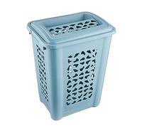 Panier à linge sale avec couvercle et fente 60 litres - Bleu
