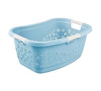 keeeper Corbeille à linge Lasse – Ergonomique, design ajouré, poignées souples 50 L – Bleu