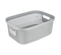 keeeper Panier de Rangement aspect tricot, 12 l, poignées latérales, perméable à l'air, plastique, 37,8 x 28,4 x 15,2 cm, Stine, Gris (Nordic Grey)