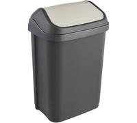 keeeper Poubelle en plastique Swantje – Couvercle basculant 10 L – Gris foncé
