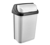 keeeper Poubelle plastique Rasmus - Couvercle coulissant, 10 L, Gris clair