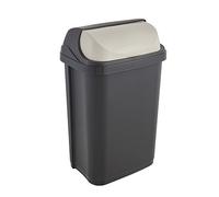 Keeeper Poubelle plastique Rasmus 2053711 – 25 L, couvercle coulissant, graphite/crème