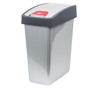keeeper Poubelle Premium avec couvercle basculant, Soft Touch, 45 l, Magne, Argent