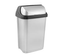 keeeper Poubelle plastique à couvercle coulissant 25 litres Gris clair