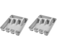 keeeper Range-Couverts à 5 Compartiments, Insert de Tiroir, 33,5 x 26,5 x 5 cm, Pablo, Nordic Grey (Lot de 2)