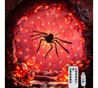 KEELYY Guirlande lumineuse en toile d'araignée pour Halloween, 8 modes, 70 LED, décoration d'Halloween, toile d'araignée, alimentée par USB, avec minuterie, décoration pour cour, jardin, extérieur