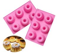KEELYY Lot de 2 mini moules à kouglof en silicone, Ø 7 cm, réutilisables, en silicone, pour kouglof