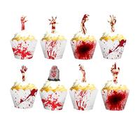 KEELYY Lot de 48 caissettes à cupcakes en papier pour Halloween - Décoration horreur pour muffins, gâteaux, fromages, entrées pour fête