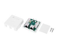 Keenso Boîtier de Prise, 2 Ports, Montage Mural RJ45 | Boîtier ABS, finition blanche, entrée de câble encastrée, pour câblage réseau, 22 24AWG, conforme ISO IEC11801 TIA EIA568