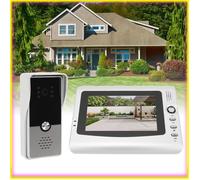 keenso caméra de sonnette Système d'interphone vidéo filaire, sonnette vidéo infrarouge informatique pack Prise UE Noir et Argent