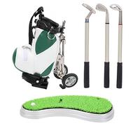 Keenso Ensemble de Stylo de Sac de, Ensemble de Stylo de Bureau 3 stylos à Bille et Mini Sac de en Alliage Znic avec Base(Vert Blanc)