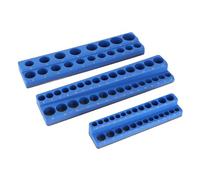 Keenso Ensemble d'organisateurs de Douilles Magnétiques Support de Douille Magnétique en PP et Fer 3 Pièces 1 4 Pouces 3 8 Pouces 1 2 Base Recouverte de Caoutchouc pour Boîtes à Outils, Mécaniciens