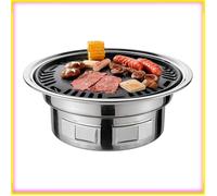 keenso Grill de fumoir de table 13 Pouces Coréen BARBECUE Multifonctions Charbon De Bois Barbecue Grill Ronde jardin mesure Argent