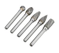Keenso Jeu de Fraises en Carbure, Jeu de Fraises Rotatives à Double Coupe 5 Pièces en Carbure de Tungstène, Tige de 6 Mm, Tête de 10 Mm pour le Meulage, le Polissage, la Sculpture dans les Machines,