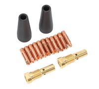 Keenso Kit D'embout sans Gaz, Diffuseur en Laiton pour Soudage | Comprend 2 buses sans gaz, 2 diffuseurs en laiton, 11 embouts en cuivre, compatibles avec Century FC90, Easy Weld MIG
