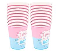 Keenso Lot de 30 gobelets en carton festifs jetables pour filles, garçons, décoration de fête prénatale, bleu et rose, matériaux respectueux de l'environnement pour fêtes d'anniversaire et réunions