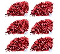 Keenso Lot de 6 pompons de pom-pom girl, 7 couleurs, accessoires utiles (rouge)