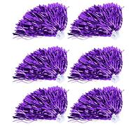 Keenso Lot de 6 pompons de pom-pom girl, 7 couleurs, pour pom-pom girl, squad, sport, fête, danse, accessoires utiles (violet)