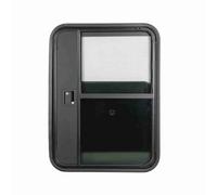 Keenso Porte de Camping-car Fenêtre Coulissante en Verre teinté en Forme | Cadre en Aluminium avec Joint en Caoutchouc, Coulisse Verticale avec Moustiquaire, Double sécurité de Verrouillage,
