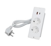 Keenso Prise Encastrable avec Double Ports USB, Prise Murale Encasree, | Matériau PC, Conception peu encombrante, Cordon d\'alimentation de 1,5 m, Pour l\'installation de meubles