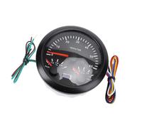 Keenso Tachymètre 3 en 1, Jauge RPM en Métal 85 Mm, Niveau de Carburant, Mesure de Tension pour Bateaux, Camions et Voitures, 6000 Tr/min, DC 9 à 32 V (Cadran noir Lunette noire CX8295B)