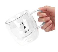 Keenso Tasse à Eau en Forme d'ours en Verre, Tasse en Verre à Double Paroi à Haute Teneur en Borosilicate 250 Ml avec Poignée, à thé, café, Lait Résistante à la Chaleur pour la Maison, le Bureau et