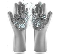 Keenwo Gants de lave-vaisselle de qualité supérieure avec brosse en silicone (gris) - Gants en silicone idéaux pour nettoyer la vaisselle grâce à la surface à picots
