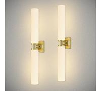 Keep Shinning Lot de 2 appliques murales dorées de 81,3 cm avec verre dépoli, appliques murales modernes pour salle de bain, miroir, salon, chambre à coucher, couloir (ampoules non incluses)