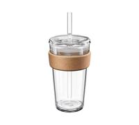 KeepCup Cold Cup - Gobelet à café glacé en verre trempé avec bande en liège récupérée, couvercle et paille - 454 ml