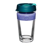 KeepCup Longplay - Tasse à café réutilisable, en verre à double paroi avec manchon amovible et couvercle anti-éclaboussures - 454 ml - Brume