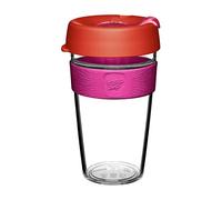 KeepCup Tasse à café originale en plastique transparent réutilisable | Couvercle anti-éclaboussures, sans BPA, qualité barista | Grande | 454 ml | Daybreak | Rose