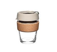 KeepCup Tasse à café réutilisable en verre trempé avec couvercle anti-éclaboussures, bande en liège, légère, sans BPA, taille M, 340 ml | Filtre